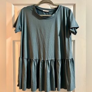 Buttery Soft Peplum Dusty Blue Top size Large